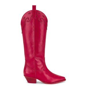 Schutz x Revolve Cicera Boots in Scarlet Red 6.5 with box Womens Leather Western
